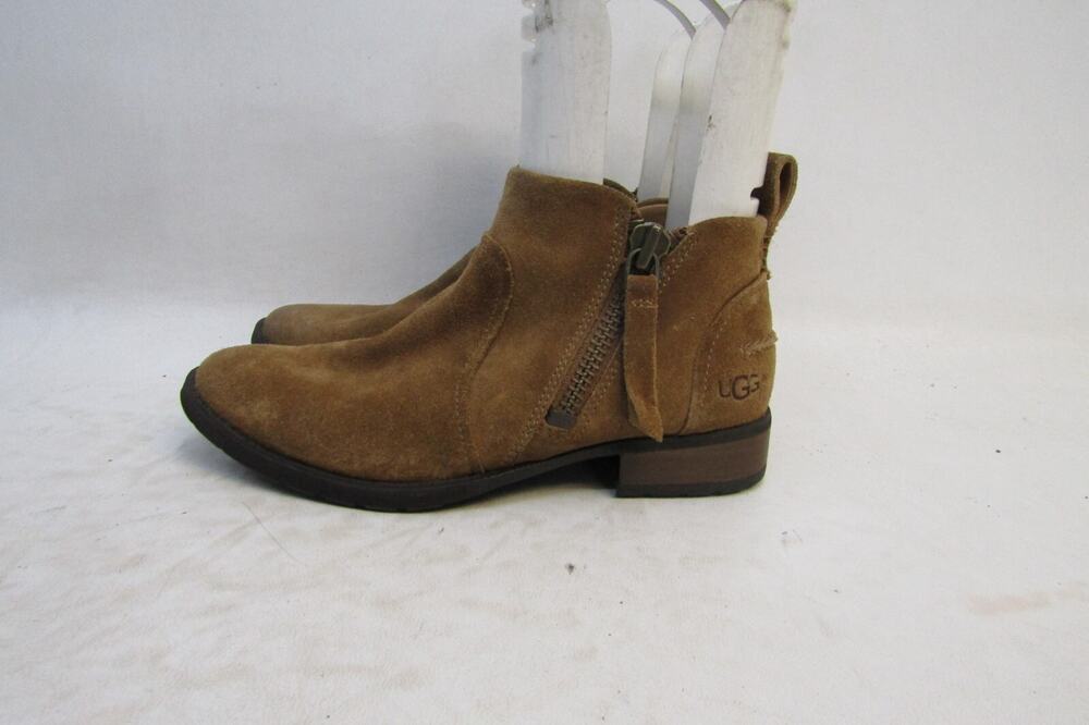 UGG Womens Size 5.5 M Brown Suede Zip Ankle Fashion Boots Bootie